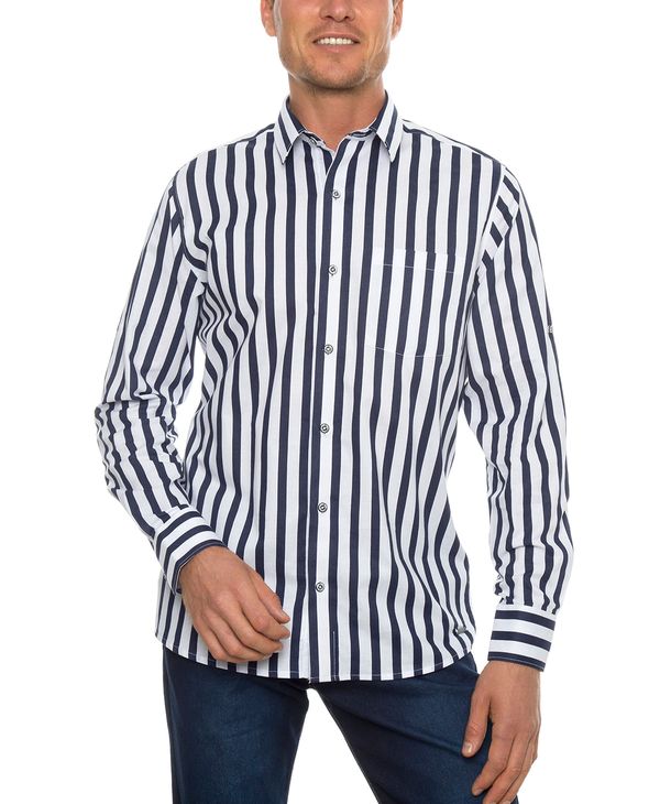 Camisa blanca con rayas azules online hombre