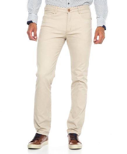 Pantalon Clásico Unicolor Con Bolsillos Y Silueta Slim Fit
