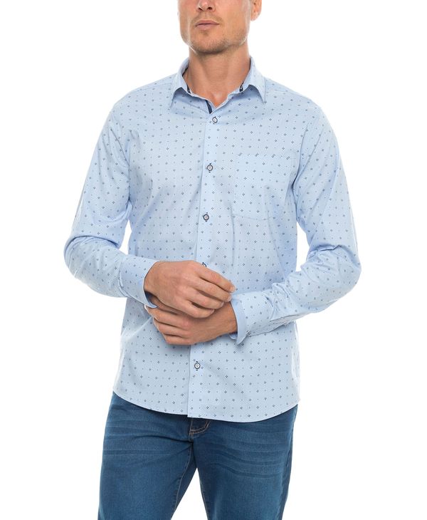 Camisa azul estampada discount hombre